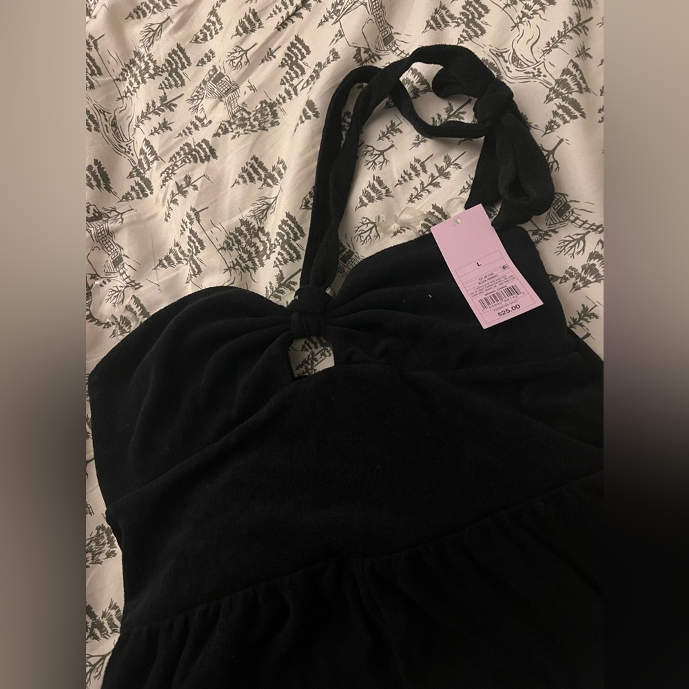 Terry Cloth Romper/Coverup - Black